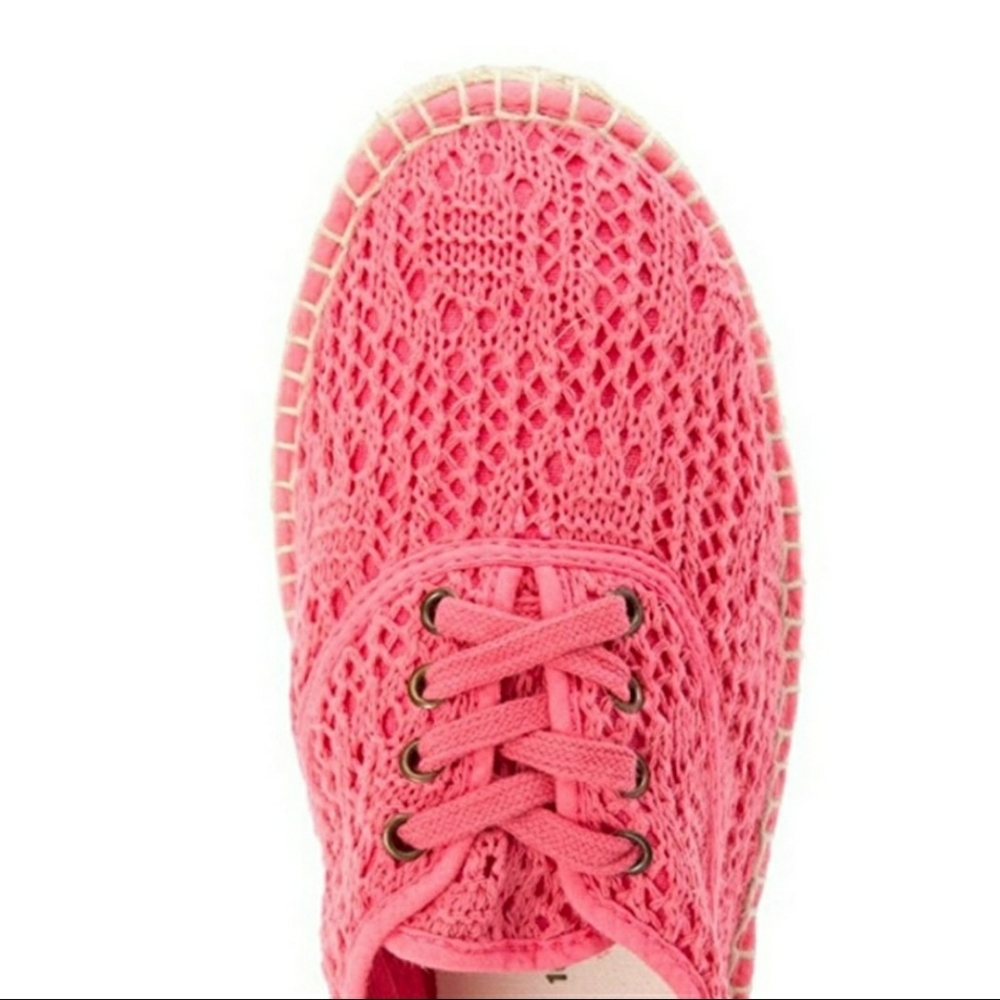 Eco Friendly Pink Crochet Espadrille Sneakers